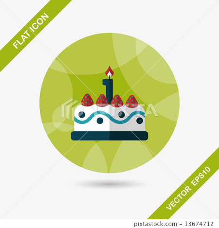 birthday cake flat icon with long shadow,eps10 - Stock Illustration ...