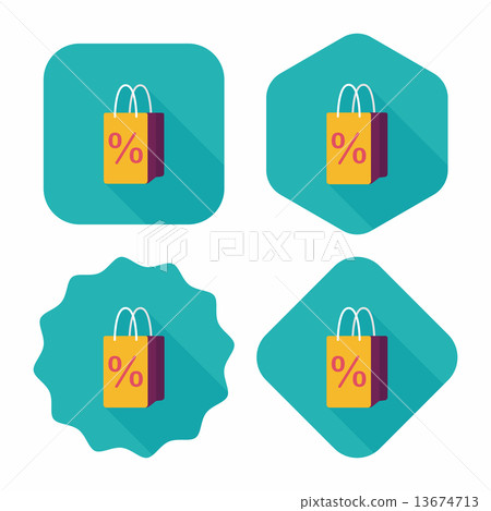 shopping paper bag flat icon with long... - Stock Illustration ...