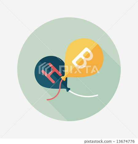 birthday ballon flat icon with long shadow,eps10 - Stock Illustration ...