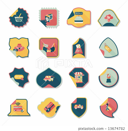 shopping sticker banner flat design background set, eps10 13674782