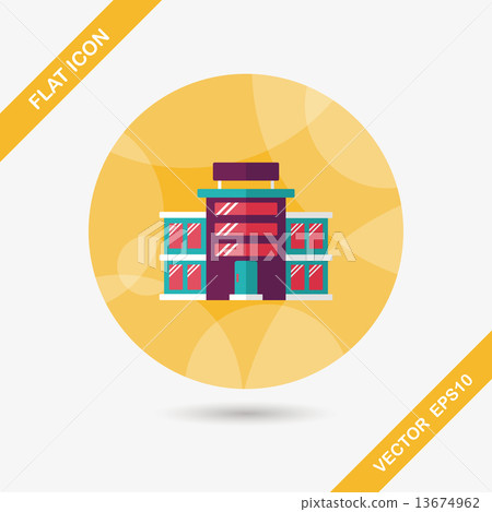 Commercial Building flat icon with long shadow,eps10 13674962