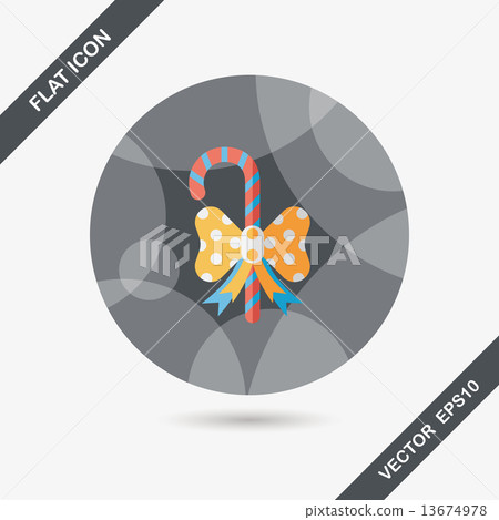 Christmas candy cane flat icon with long... - Stock Illustration ...