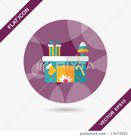 Christmas fireplace flat icon with long shadow,eps10 Christmas fireplace flat icon with long shadow,eps10 13674982