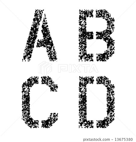 stencil angular spray font letters A B C D 13675380
