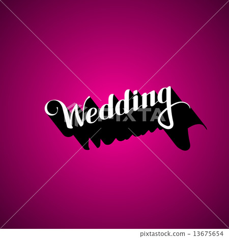 vector typographic illustration of handwritten Wedding retro  label. lettering composition  13675654