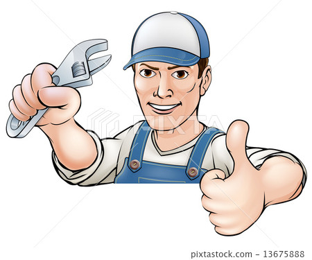 Cartoon thumbs up mechanic or plumber Cartoon thumbs up mechanic or plumber 13675888
