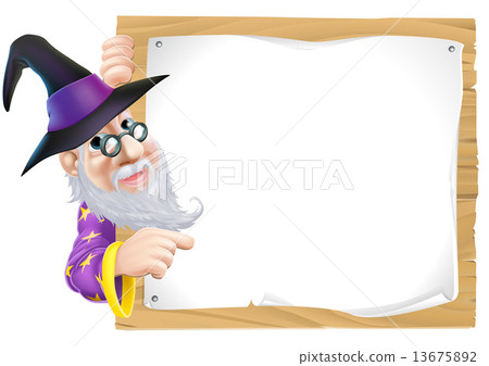 Wizard pointing at sign Wizard pointing at sign 13675892