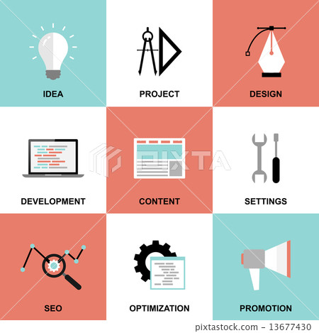 Website project process icons 13677430