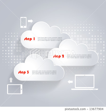 Network clouds with infographic elements and icons Network clouds with infographic elements and icons 13677904