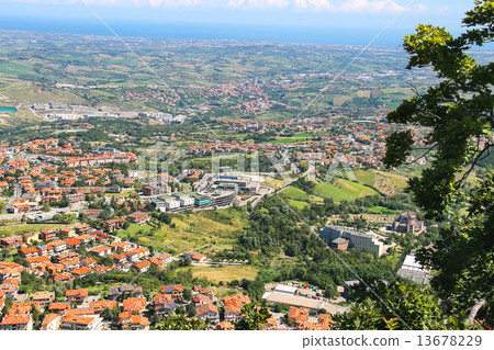 View of the village from the fortress of San Marino. The Republi 13678229