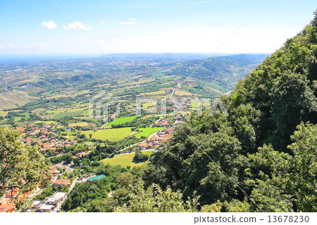 View of the village from the fortress of San Marino. The Republi View of the village from the fortress of San Marino. The Republi 13678230