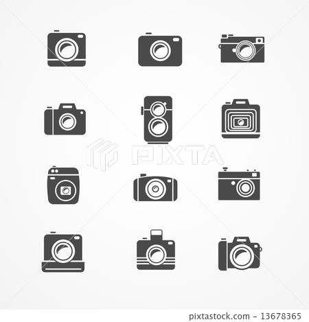 Vector photo camera retro and new icon set 13678365
