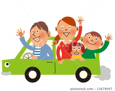 Car _ Laterally Family 4 people - Stock Illustration [13679047] - PIXTA