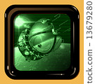 Retro TV display with first spaceship 13679280