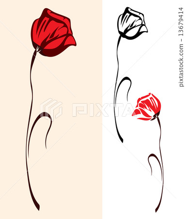 red poppy flower design - single flower simple vector outline red poppy flower design - single flower simple vector outline 13679414
