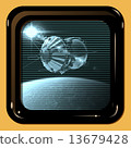 Retro TV display with first spaceship 13679428