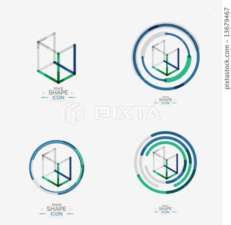 Minimal line design logo, business icon, block - Stock Illustration ...