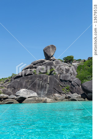 Similan Islands with rocks and turquoise sea Similan Islands with rocks and turquoise sea 13679518