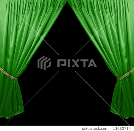 Green theater curtain background Green theater curtain background 13680714