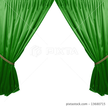 Green theater curtain background 13680715
