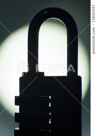 Combination  code padlock silhouette 13682447