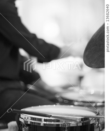 Drummer playing drumset in wedding party reception 13682640