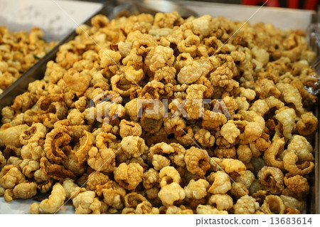 pork snack, pork rind, pork scratching or pork crackling (Thai s 13683614