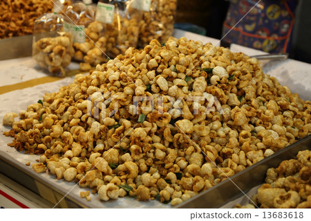 pork snack, pork rind, pork scratching or pork crackling (Thai s 13683618