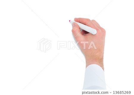 Businessmans hand writing with marker 13685269