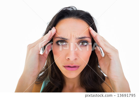 Pretty brunette with a headache 13691795