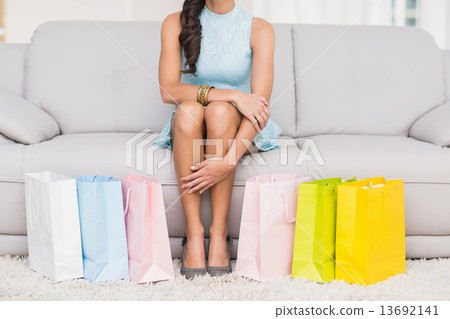 Stylish brunette with shopping bags Stylish brunette with shopping bags 13692141