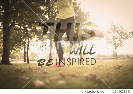Composite image of active woman jogging 13692386