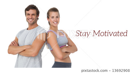 Portrait of a sporty young couple with arms crossed Portrait of a sporty young couple with arms crossed 13692908