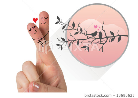 Composite image of fingers crossed like a couple Composite image of fingers crossed like a couple 13693625