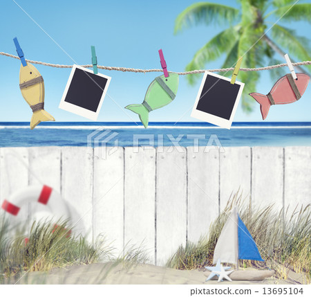 Blank Images and Objects Hanging by the Beach Blank Images and Objects Hanging by the Beach 13695104