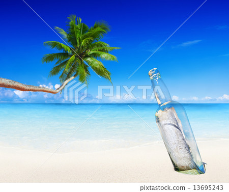 Message in a Bottle on Beach. Message in a Bottle on Beach. 13695243