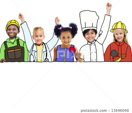 Happy Children and Dream Job Concepts and Copy Space 13696098