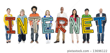 Multiethnic Group of People Holding Letter with Internet Concept Multiethnic Group of People Holding Letter with Internet Concept 13696122