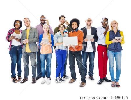 Group Of Multi-Ethnic Group Of People Holding Electronic Devices Group Of Multi-Ethnic Group Of People Holding Electronic Devices 13696125