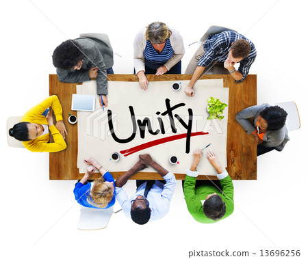 People in a Meeting and Single Word Unity 13696256