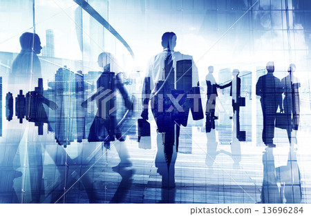 Silhouettes of Business People in an Office Building 13696284