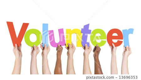 Diverse Hands Holding The Word Volunteer Diverse Hands Holding The Word Volunteer 13696353
