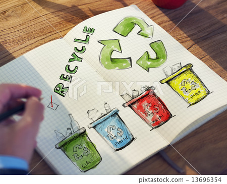 Man with a Notepad with Recycling Concept Man with a Notepad with Recycling Concept 13696354