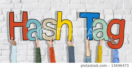 Group of Hands Holding Word Hash Tag Group of Hands Holding Word Hash Tag 13696473