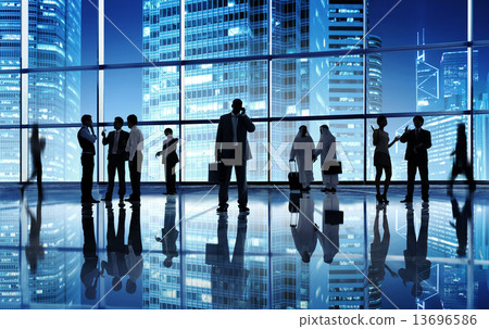 Silhouettes of Business People in a Place of Work Silhouettes of Business People in a Place of Work 13696586
