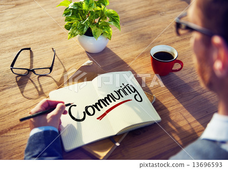 Man with a Note and a Single Word Community 13696593