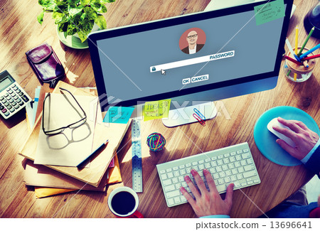 Businessman Log In Computer Password Concept 13696641