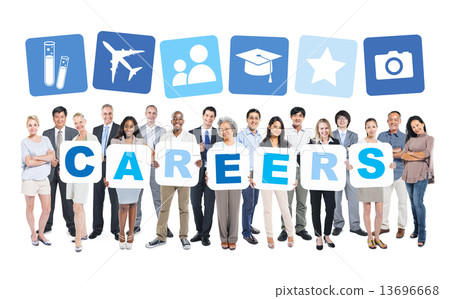 Multi-Ethnic Group Of Business People Holding Placards That Form 13696668