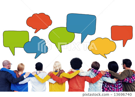 Diverse People with Colorful Speech Bubbles Diverse People with Colorful Speech Bubbles 13696740