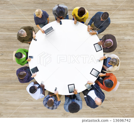 Group of Multiethnic People Using Digital Devices Group of Multiethnic People Using Digital Devices 13696742
